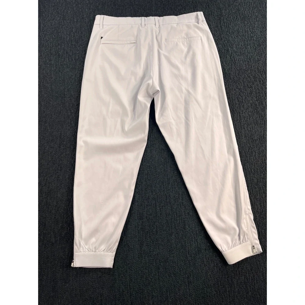 Primo Men White Golf Joggers Size 34 Short Tapered Performance Pants Zipper Cuff